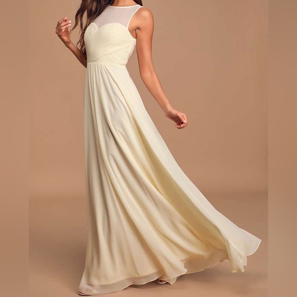 Lulus Dresses & Skirts - NWT Lulus Some Type of Sway Cream Chiffon Sleeveless Maxi Formal Dress Gown XS